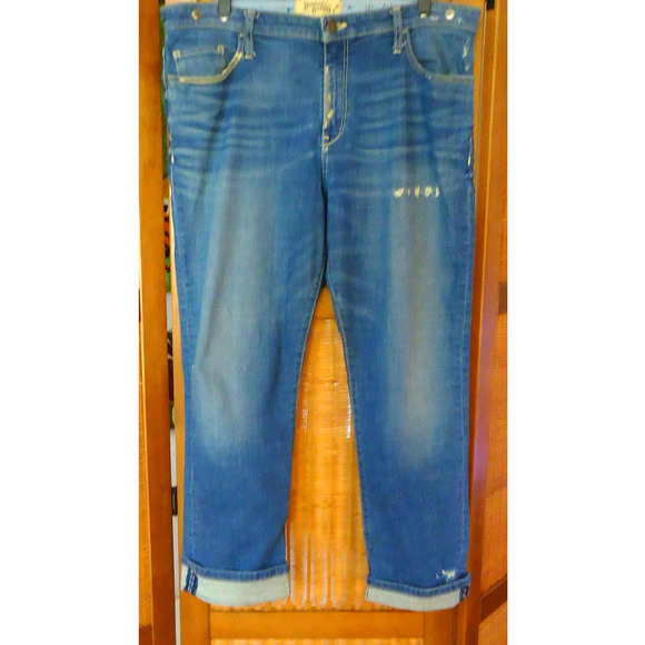 Holding Horses Anthropologie Destressed Boyfriend Cropped Jeans Size 30 - Picture 2 of 11